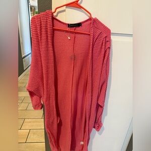 Cozy Pink Open-Front Cardigan